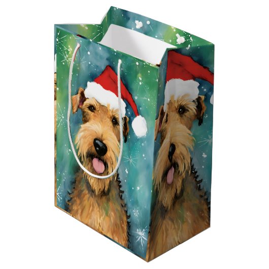 Airedale Terrier Kerstborstel schilderen kunstwerk Medium Cadeauzakje (Achterkant Gekanteld)