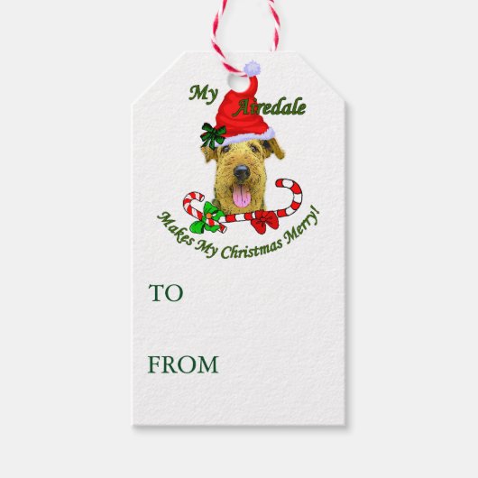 Airedale Terrier-kerstcadeaus Cadeaulabel (Voorkant)