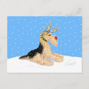 Airedale Terrier Kerstdale Deer Feestdagenkaart