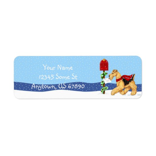 Airedale Terrier kerstdale Mail Labels (Voorkant)