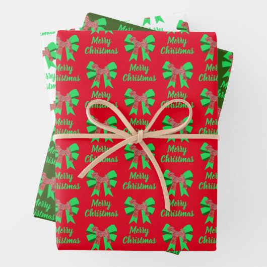 Airedale Terrier-kersthond & Green Bow Inpakpapier Vel (In situ)