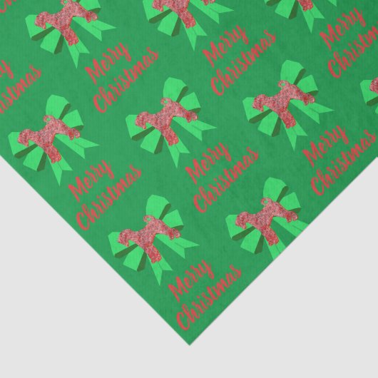 Airedale Terrier-kersthond & Green Bow-tissue Tissuepapier (Detail)