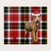 Airedale Terrier Kersthond met Holiday Plaid Kaart (Buitenkant ongevouwen)