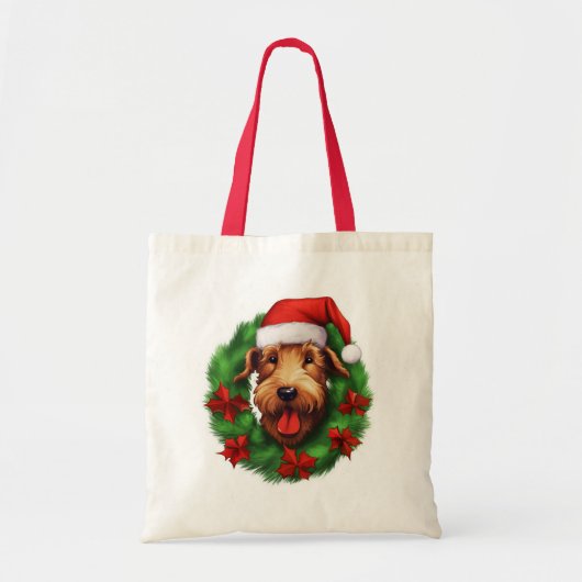 Airedale Terrier Kerstkrans Tote Bag (Voorkant)