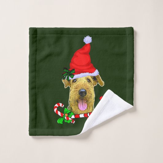 Airedale Terrier Kerstmis Bad Handdoek (Wasdoekje)