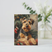 Airedale terrier Kerstmis Briefkaart (Staand voorkant)