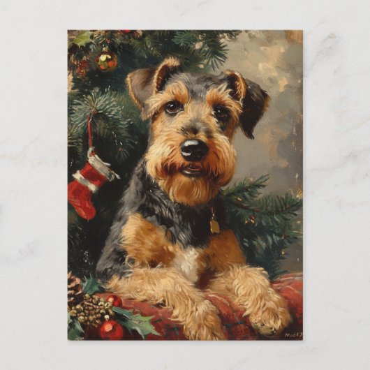Airedale terrier Kerstmis Briefkaart (Voorkant)