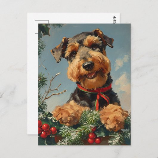 Airedale Terrier Kerstmis Briefkaart (Voorkant / Achterkant)