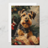 Airedale terrier Kerstmis Feestdagenkaart (Voorkant / Achterkant)