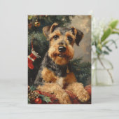 Airedale terrier Kerstmis Feestdagenkaart (Staand voorkant)