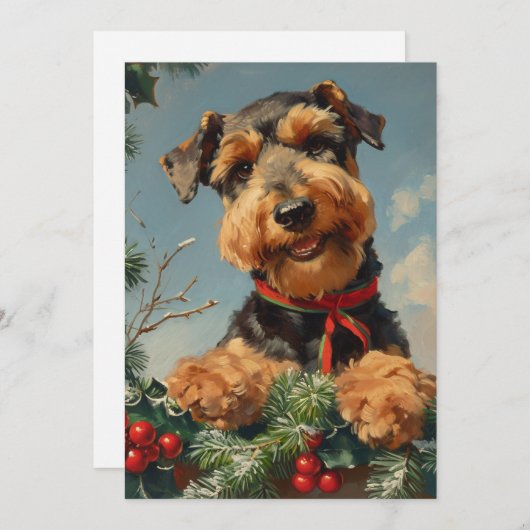 Airedale Terrier Kerstmis Feestdagenkaart (Voorkant / Achterkant)