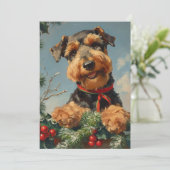 Airedale Terrier Kerstmis Feestdagenkaart (Staand voorkant)