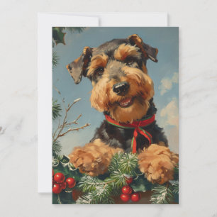 Airedale Terrier Kerstmis Feestdagenkaart