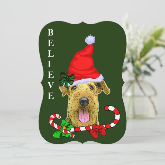 Airedale Terrier Kerstmis Feestdagenkaart (Staand voorkant)