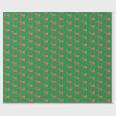 Airedale Terrier Kerstmis Hond Silhouet Groen Cadeaupapier (Vlak)