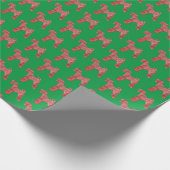 Airedale Terrier Kerstmis Hond Silhouet Groen Cadeaupapier (Hoek)