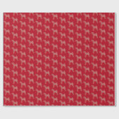 Airedale Terrier Kerstmis Hond Silhouet Rood Cadeaupapier (Vlak)