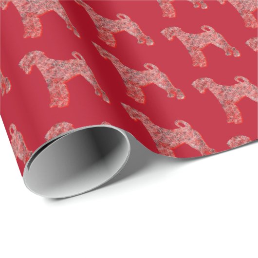 Airedale Terrier Kerstmis Hond Silhouet Rood Cadeaupapier (Rol Hoek)