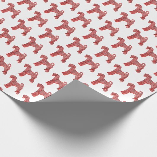 Airedale Terriër Kerstmis Hond Silhouet Wit Cadeaupapier (Hoek)