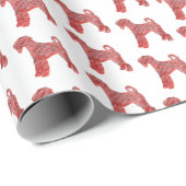 Airedale Terriër Kerstmis Hond Silhouet Wit Cadeaupapier (Rol Hoek)