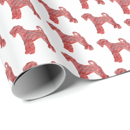 Airedale Terriër Kerstmis Hond Silhouet Wit Cadeaupapier (Rol Hoek)