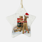 Airedale Terrier Kerstmis Keramisch Ornament (Rechts)