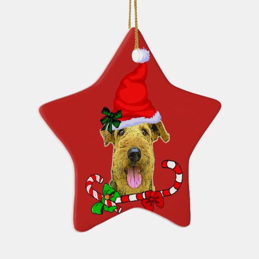 Airedale Terrier Kerstmis Keramisch Ornament (Rechts)