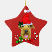 Airedale Terrier Kerstmis Keramisch Ornament (Voorkant)