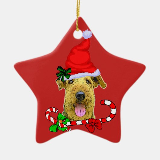 Airedale Terrier Kerstmis Keramisch Ornament (Voorkant)