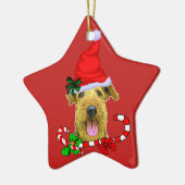 Airedale Terrier Kerstmis Keramisch Ornament (Links)