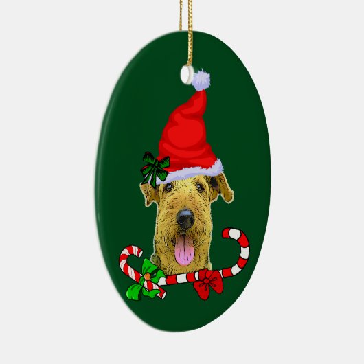 Airedale Terrier Kerstmis Keramisch Ornament (Rechts)
