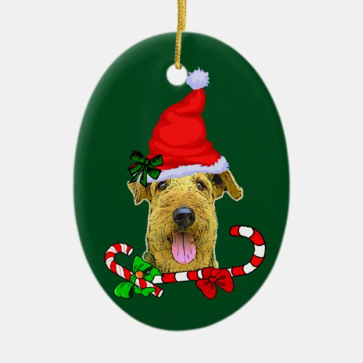 Airedale Terrier Kerstmis Keramisch Ornament (Voorkant)