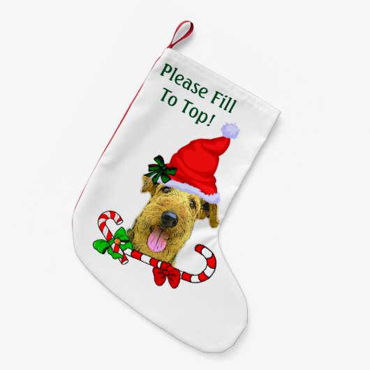 Airedale Terrier Kerstmis Kleine Kerstsok (Voorkant (Hangend))