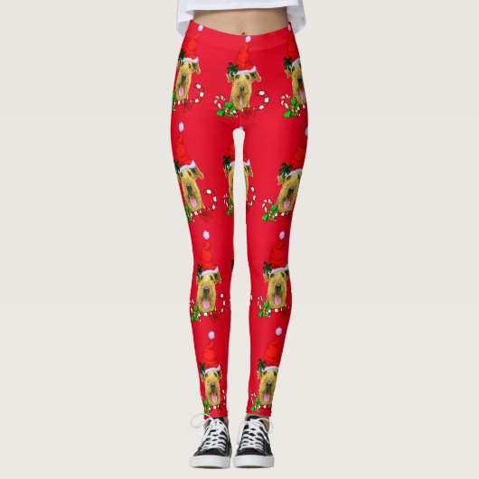 Airedale Terrier Kerstmis Leggings (Voorkant)