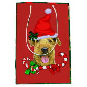 Airedale Terrier Kerstmis Medium Cadeauzakje (Voorkant)
