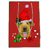 Airedale Terrier Kerstmis Medium Cadeauzakje (Achterkant)