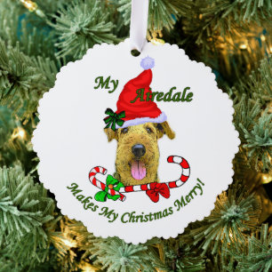 Airedale Terrier Kerstmis Ornament Kaart