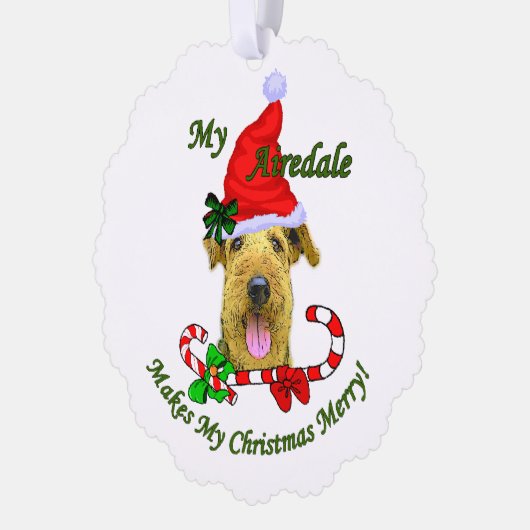 Airedale Terrier Kerstmis Ornament Kaart (Links)