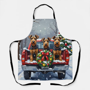 Airedale Terrier Kerstmis Rode Truck Vakantie Schort
