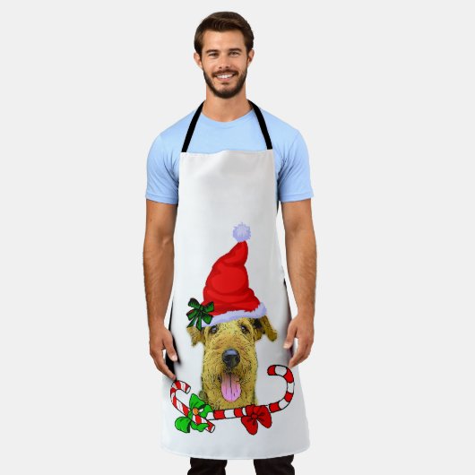 Airedale Terrier Kerstmis Schort (Gedragen)