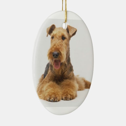 Airedale Terrier kerstversiering Keramisch Ornament (Rechts)