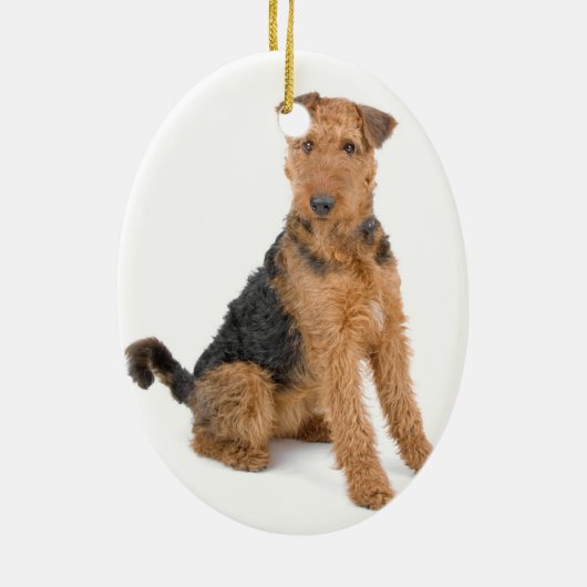 Airedale Terrier kerstversiering Keramisch Ornament (Achterkant)