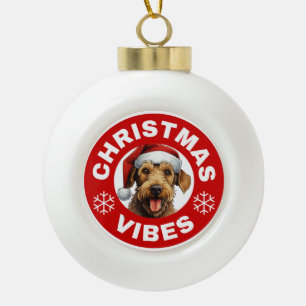 Airedale Terrier Kerstvibes Keramische Bal Ornament