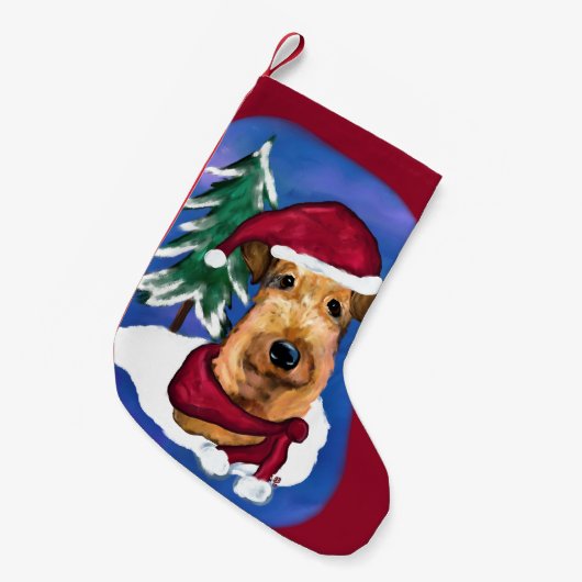Airedale terriër kleine kerstsok (Voorkant (Hangend))