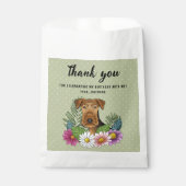 Airedale Terrier Kleurrijke Bloemen Verjaardag Bed Bedankzakje (Voorkant)