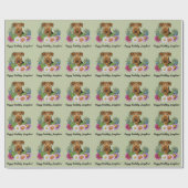 Airedale Terrier Kleurrijke Bloemen Verjaardag Gro Cadeaupapier (Vlak)