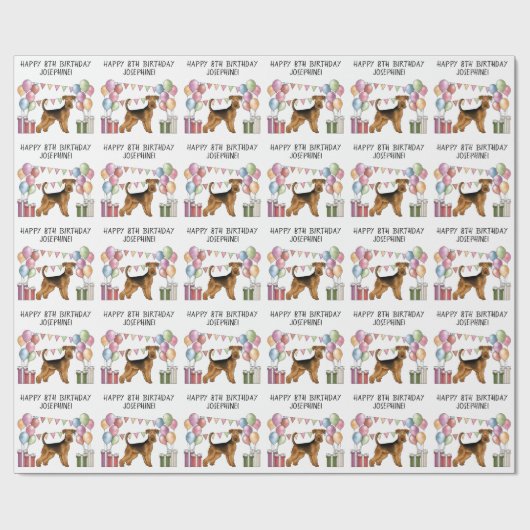 Airedale Terrier Kleurrijke Pastel Gelukkige Verja Cadeaupapier (Vlak)