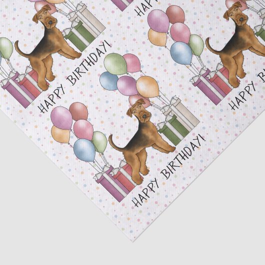 Airedale Terrier Kleurrijke Pastel Gelukkige Verja Tissuepapier (Detail)