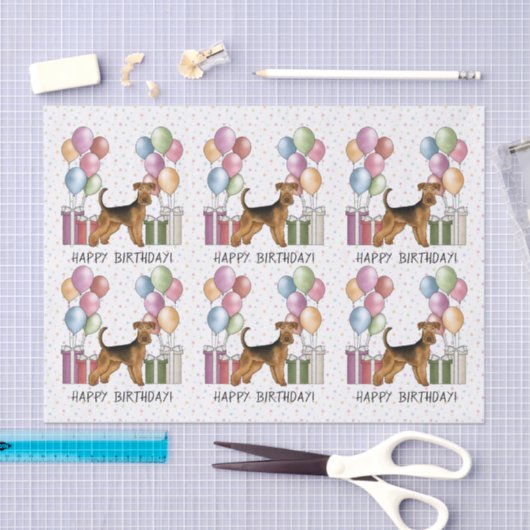 Airedale Terrier Kleurrijke Pastel Gelukkige Verja Tissuepapier