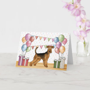 Airedale Terrier Knuffige Hond Pastel Gelukkige Ve Kaart